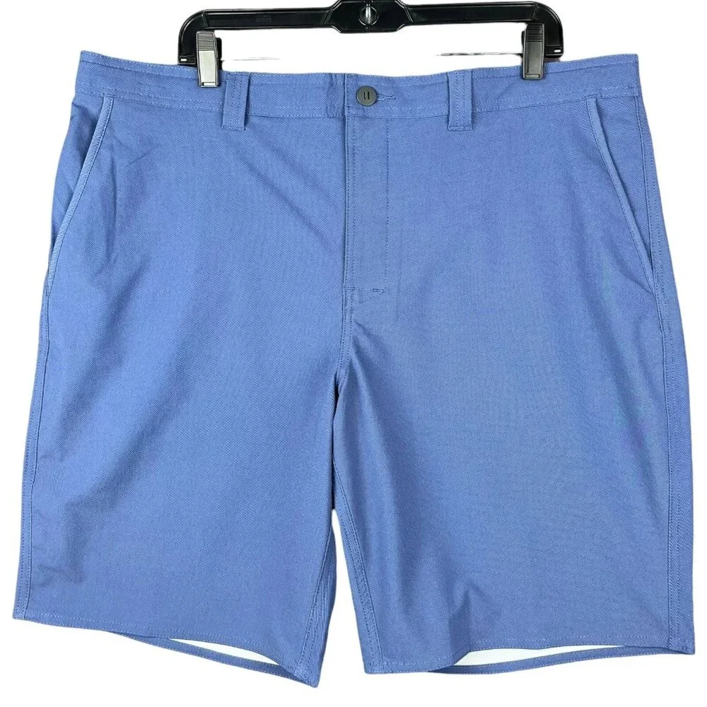 George Mens Flat Front Casual Shorts Size 44X9 Blue & Tan Lot of 2 Mid-rise Fit